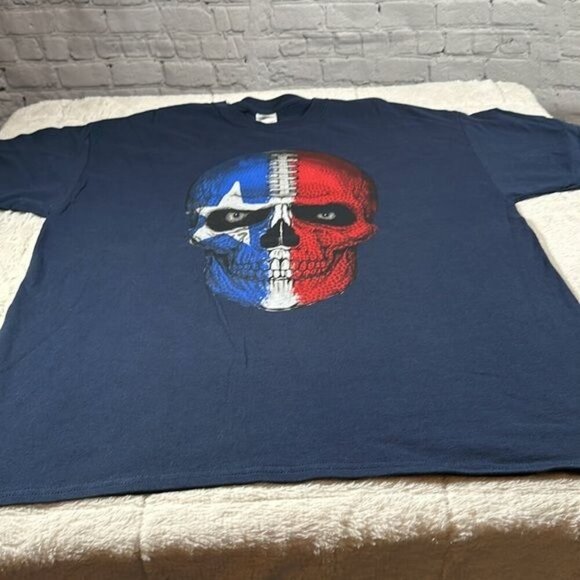 Texan Skull Tee T-Shirt size XL Navy Red NWOT New Without Tags - Picture 8 of 16